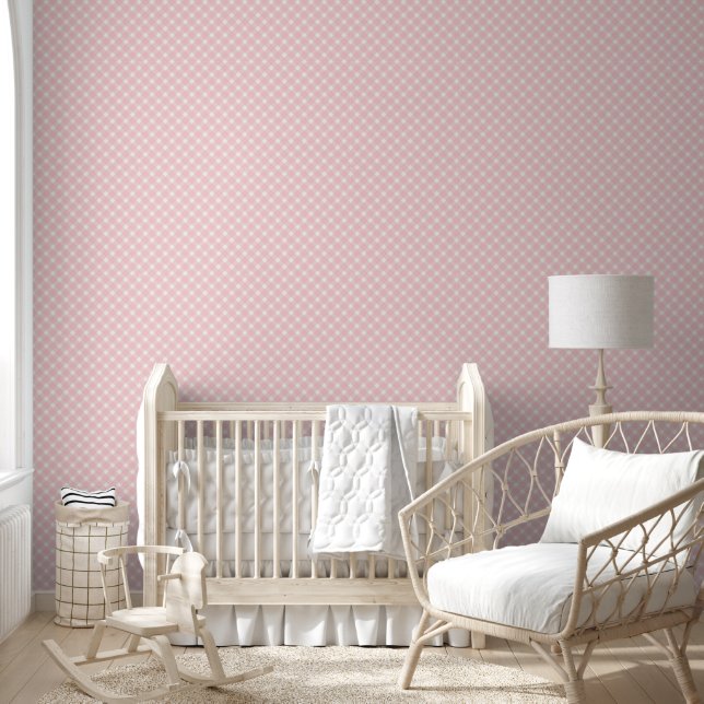 Papel pintado de cuadros gingham rosa (Niños)