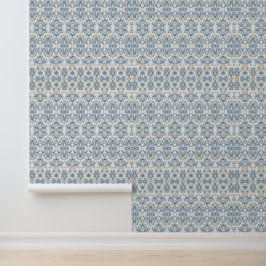 Papel pintado de Damasco Azul Costero - Decoración
