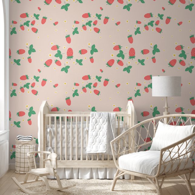 Papel pintado de flor de fresa en miniatura (Niños)
