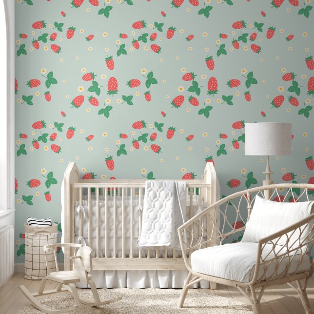 Papel pintado de flor de fresa miniatura (Niños)