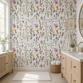 Papel pintado de flores silvestres acuarela púrpur