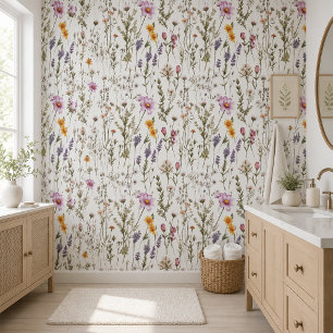 Papel pintado de flores silvestres acuarela púrpur
