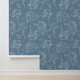 Papel pintado de flores silvestres modernas blanca