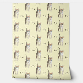 Papel pintado de gatito atigrado con texto