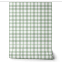 Papel pintado de gingham verde salvia