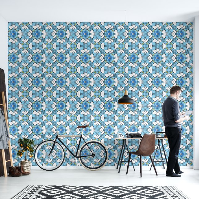 Papel pintado de Gran Danés azul negro blanco  (Sala de estar)