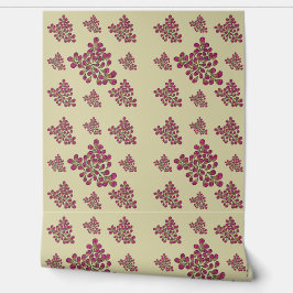 Papel pintado de hoja botánica magenta y verde mod