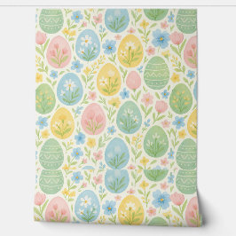 Papel pintado de huevo de Pascua en acuarela, flor