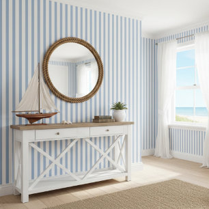 Papel pintado de la casa de playa con rayas azules