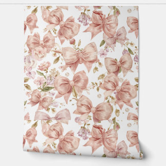 Papel pintado de lazo rosa sonrosado | Pared de ac