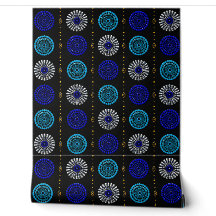 Papel pintado de medallón de cuentas azul y turque