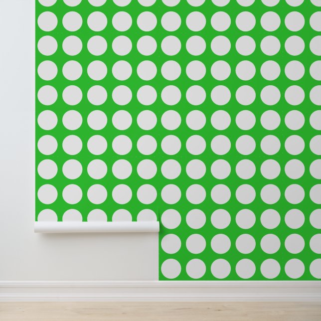 Papel Pintado De moda Verde y Blanco con Puntos (Solicitud)