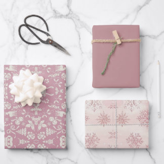 Papel pintado de Navidad con copo de nieve rosa re