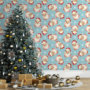 Papel pintado de Navidad de Papá Noel vintage azul