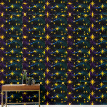 Papel pintado de olas cósmicas con estrellas dorad
