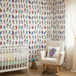 Papel pintado de pájaros de dibujos animados color