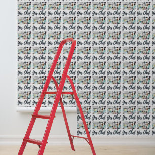 Papel pintado de palo y palo sí utensilios de coci