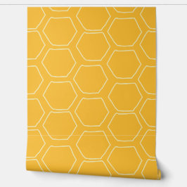 Papel pintado de panal de abeja amarillo dibujado 