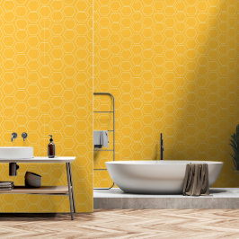 Papel pintado de panal de abeja amarillo dibujado 