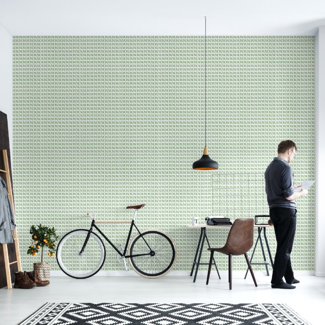 Papel Pintado de Patrón de Hojas Verdes Minimalist (Sala de estar)