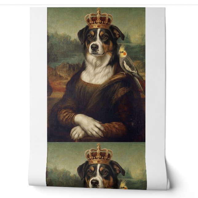 Papel pintado de perro Mona Lisa con loro cockatie (Desenrollar)