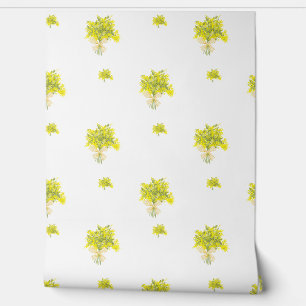 Papel pintado de ramo floral amarillo