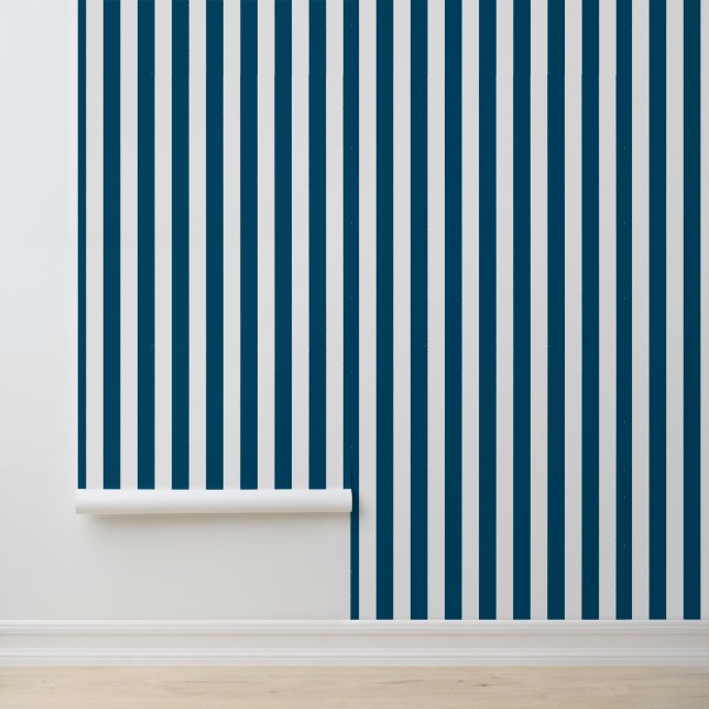 Papel pintado de rayas blancas y azul océano moder (Solicitud)