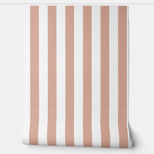 Papel pintado de rayas blancas y rosa toscano