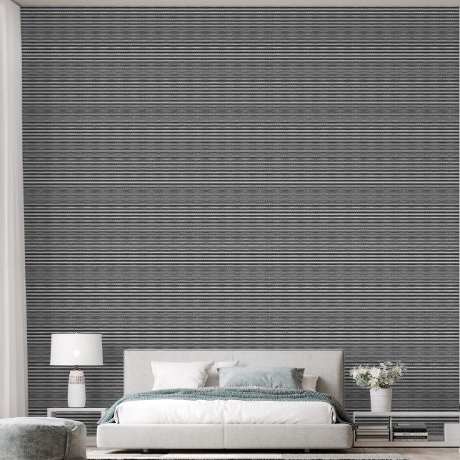 Papel pintado de rayas en blanco y negro | Moderno (Dormitorio)