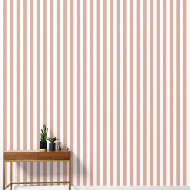 Papel pintado de rayas rosa y blanco de Toscana (Pasillo)