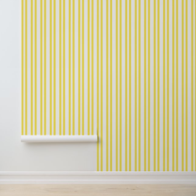 Papel pintado de rayas verticales de limón cítrico (Solicitud)