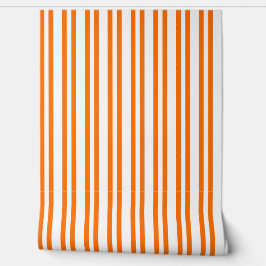 Papel pintado de rayas verticales de naranja cítri
