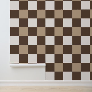 Papel pintado de tablero de ajedrez neutro | Mocha