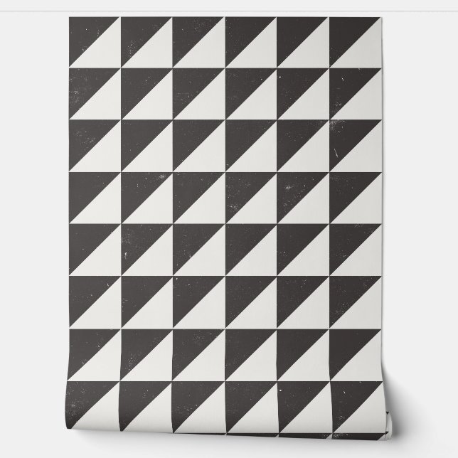 Papel Pintado de Triángulos Geométricos Negro y Bl (Desenrollar)