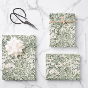 Papel pintado de tulipán clásico verde de William