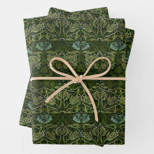 Papel pintado de tulipán y rosa verde grande de Wi