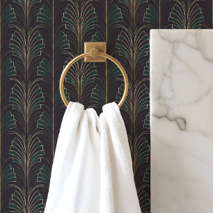 Papel Pintado Deco De Arte Verde Y Negro Esmeralda