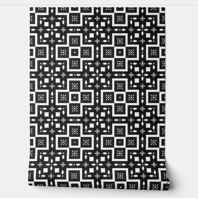 Papel Pintado Deco geométrico moderno Moda clásica negro y blanc (Desenrollar)