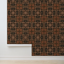 Papel Pintado Deco retro marrón y negro geométrico moderno y ele