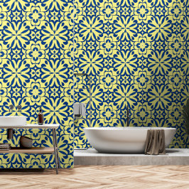 Papel Pintado Décor oriental bleu et jaune