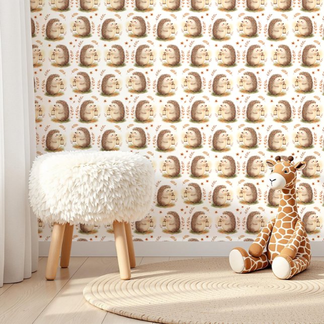 Papel Pintado Decoración de Erizo de Seto de Lanternleaf para un (Where Every Wall Tells a Woodland Bedtime Story.🍂🦔✨)