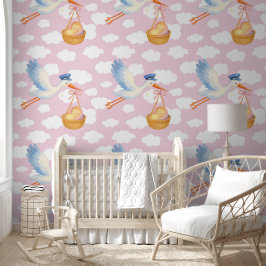 Papel Pintado Decoración de Guardería para la Llegada de una Beb
