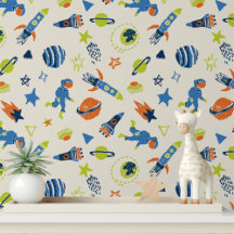 Decoración de habitación infantil espacial astrona