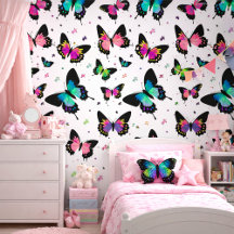 Decoración de niña moderna y colorida con mariposa