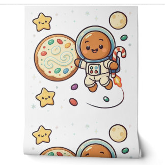 Papel Pintado Decoración Espacial Navideña de Astronauta de Pan