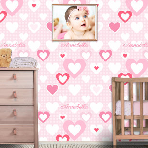 Papel Pintado Decoración personalizada de nombre de bebé en blan