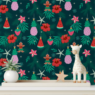 Papel Pintado Decoraciones navideñas tropicales festivas