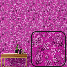 Papel Pintado Deep Dusky Floral Rosa Paisley Elegante