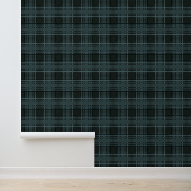 Papel Pintado Deep Teal Plaid Tartan (Solicitud)