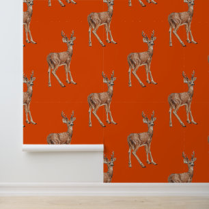 Papel Pintado Deer en rojo